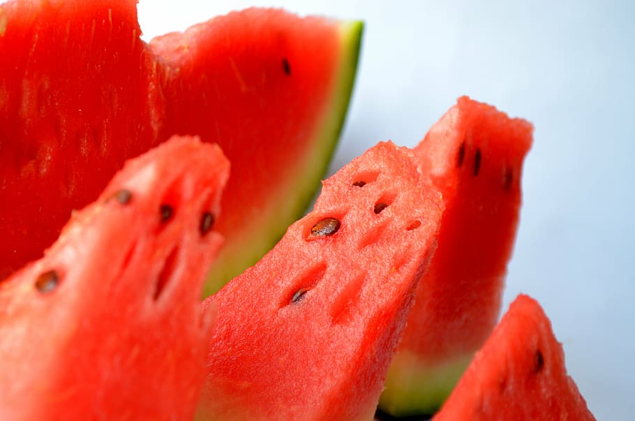 watermelon slices, cut, fruits, sliced, red, fresh, juicy, summer HD wallpaper