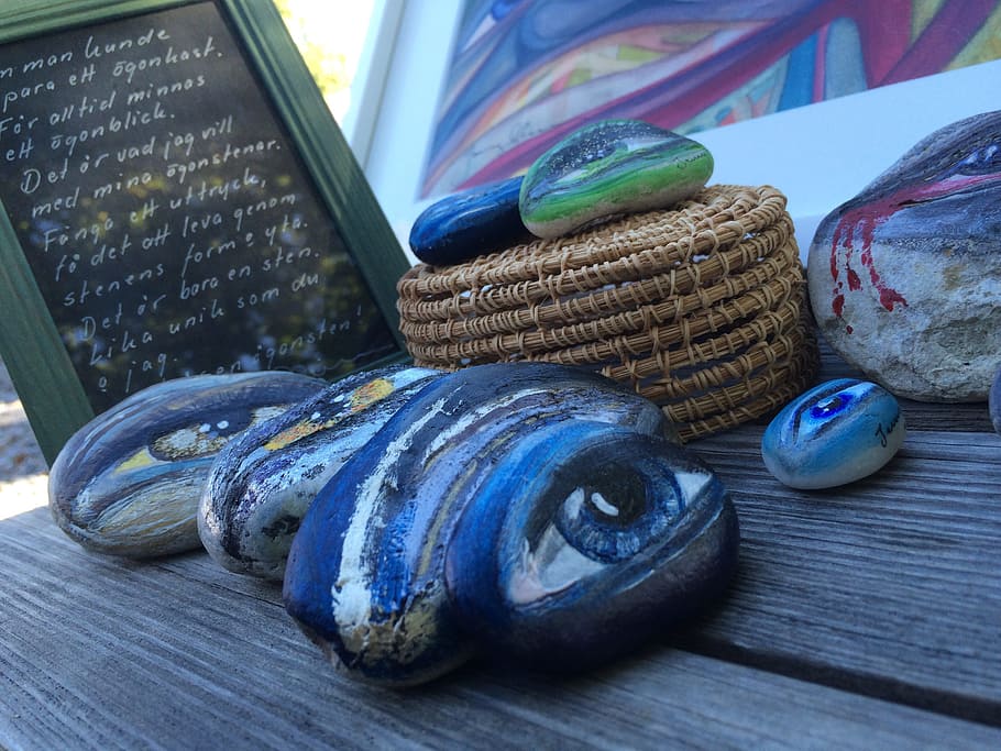 stone, eye, ögonsten, paint, art, handmade, arts and crafts HD wallpaper