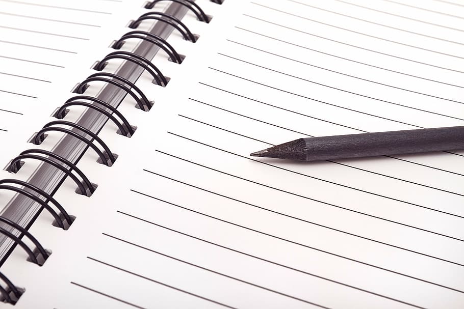 black pen on black lined notebook, diary, the note, pencil HD wallpaper