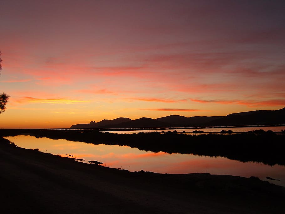 sunset, sea, romantic, distant, beach, water, holiday, twilight HD wallpaper