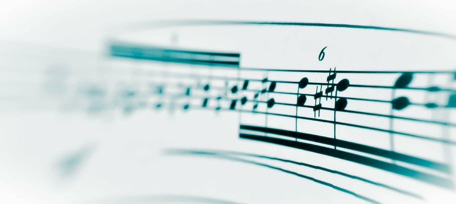 selective focus photography of music notes, notenblatt, melody, HD wallpaper