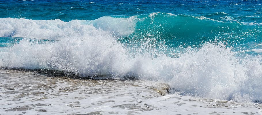 wave, smashing, foam, spray, sea, nature, wind, power, splash HD wallpaper
