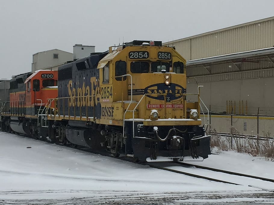 Engine, Santafe, Bnsf, snow, train - vehicle, winter, transportation, HD wallpaper