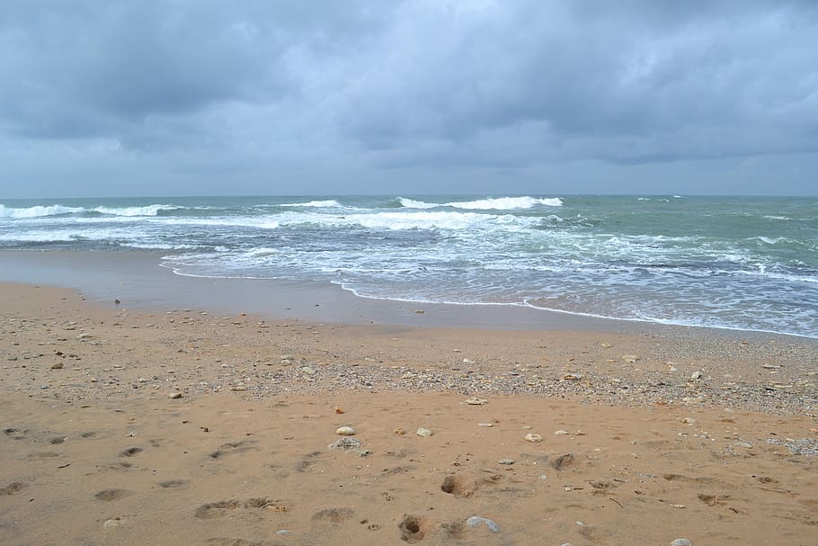 sea, beach, ocean, surf, sun, sky, sand, outdoor, cloudy, land HD wallpaper