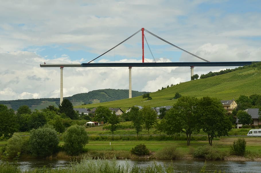 bridge, construction, building, road, transport, moselle, dal HD wallpaper