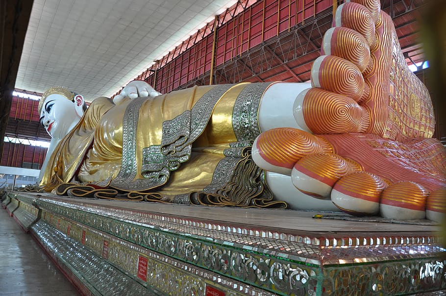 buddha, lying, rangoon, myanmar, built structure, belief, religion HD wallpaper