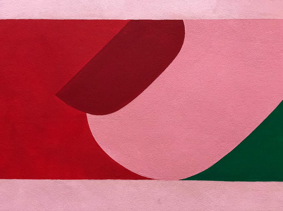 untitled, wall, shapes, paint, green, red, no people, art and craft HD wallpaper