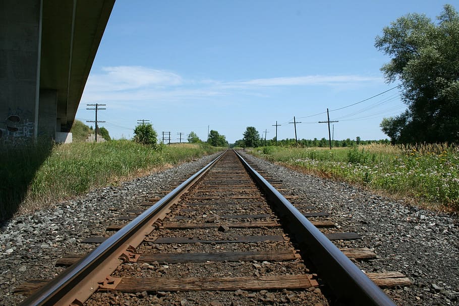 train tracks, bridge, wallpaper, sunny, rails, stone, railroad Track HD wallpaper
