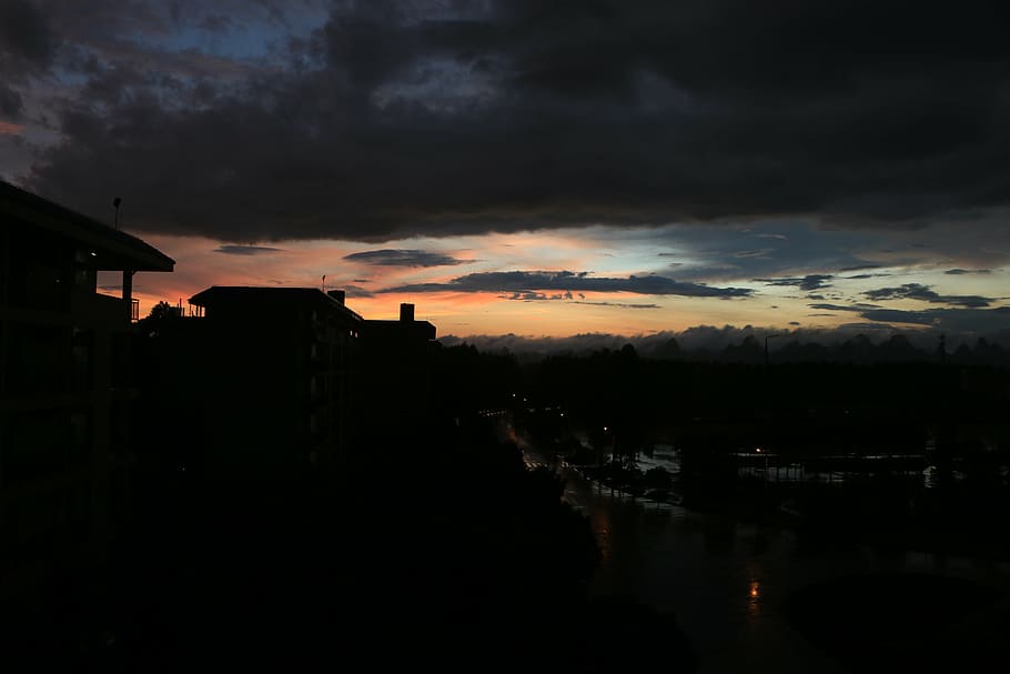 rain, sunset, dark clouds, reflection, night, dusk, cloud - sky HD wallpaper