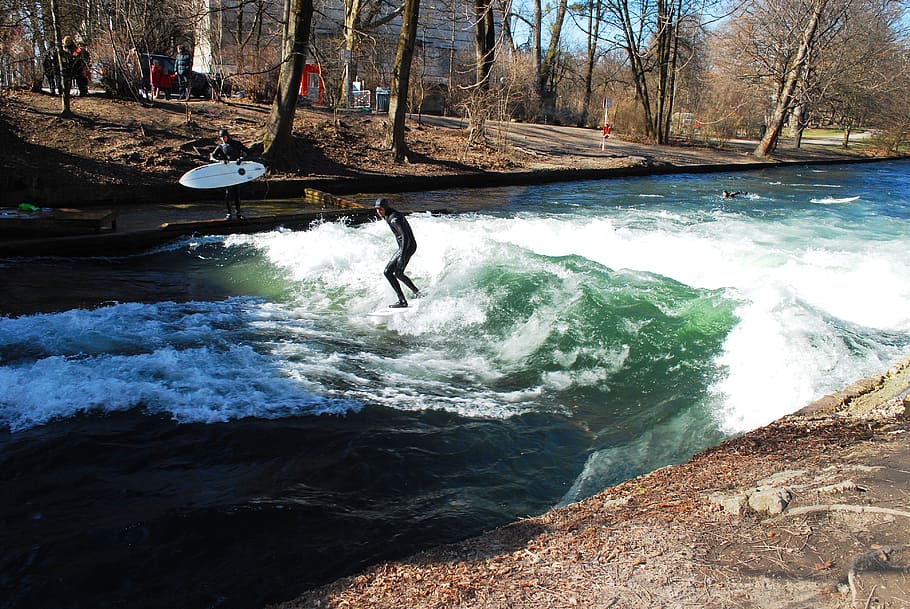 river, man, surfing, river surfing, water, male, activity, active HD wallpaper