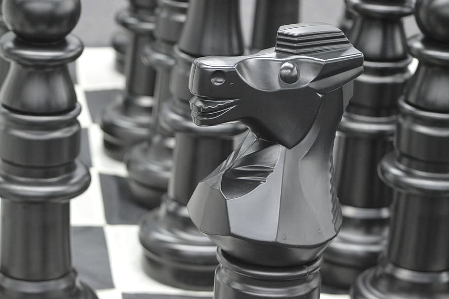 Chess, Pieces, Knight, Game, chess pieces, strategy, play, chessboard, HD wallpaper