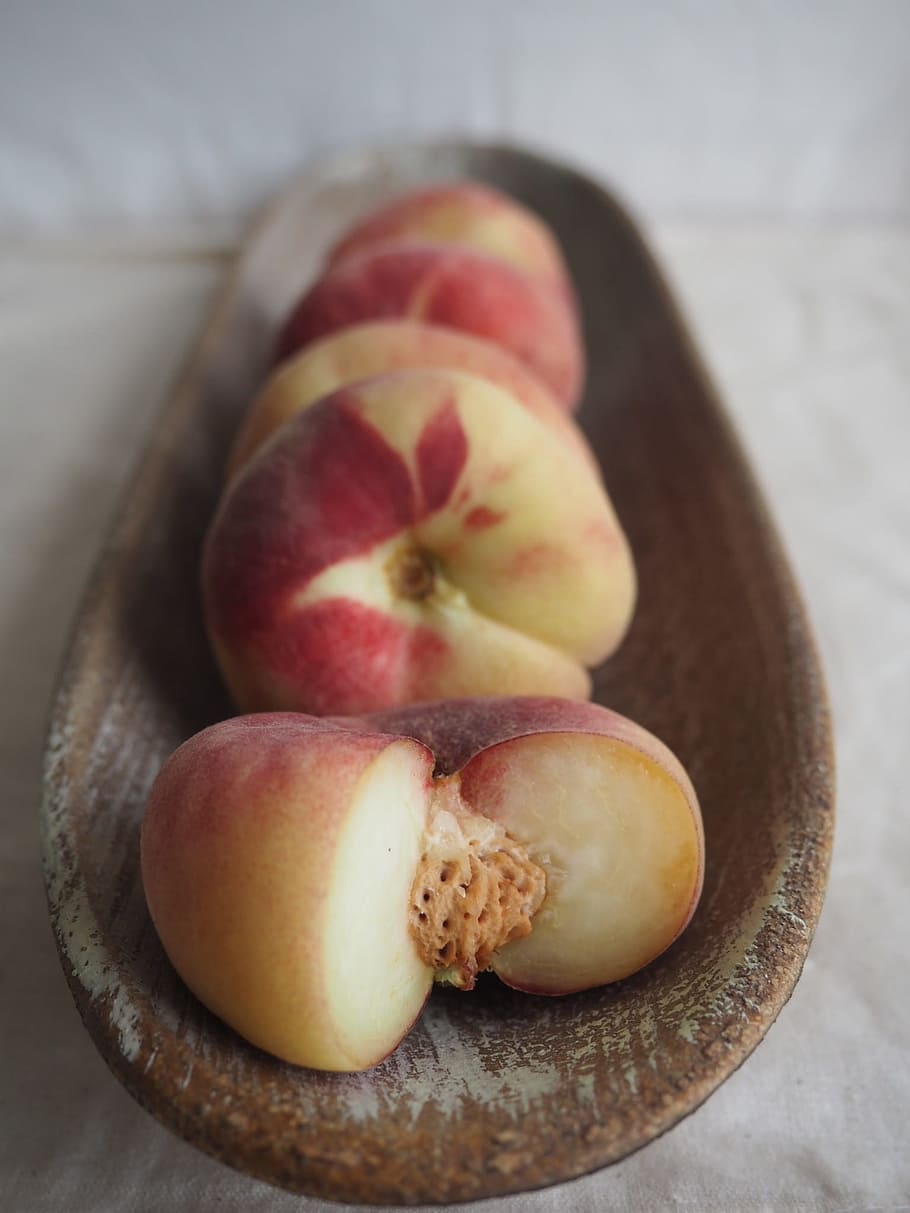 fruit, peach, flat peach, eat, fruits, delicious, still life HD wallpaper