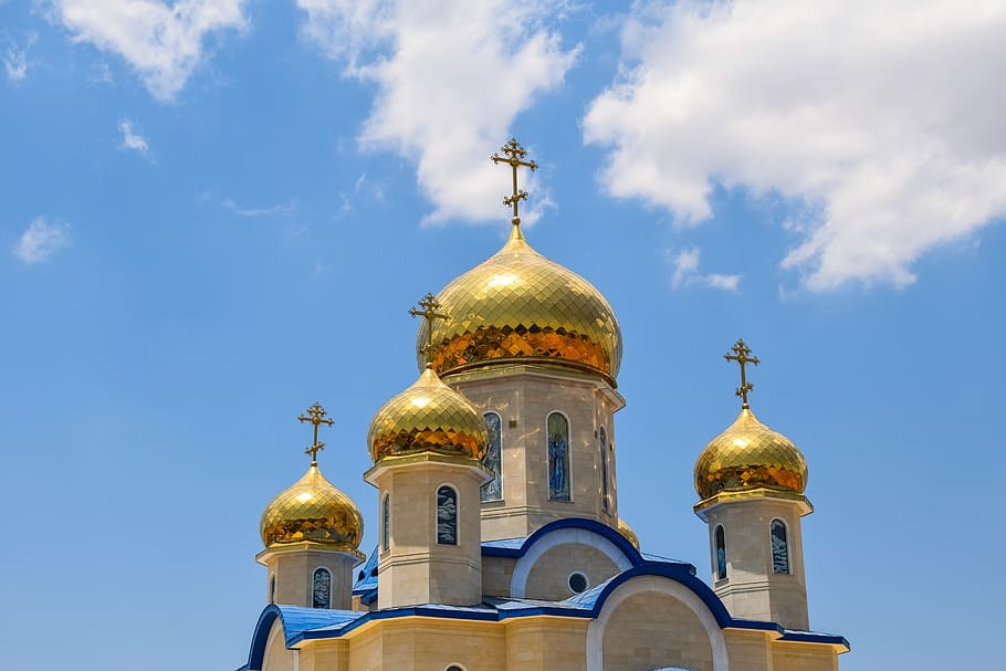 Tamassos, Bishop, Russian Church, Dome, tamassos bishop, golden, HD wallpaper