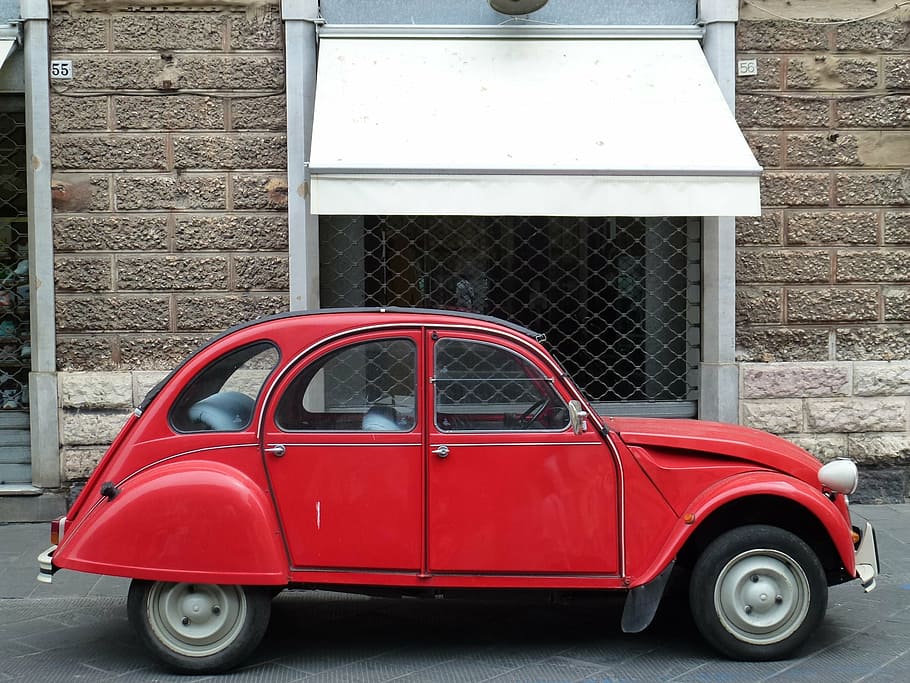 duck, red, park, oldtimer, auto, mode of transportation, motor vehicle HD wallpaper