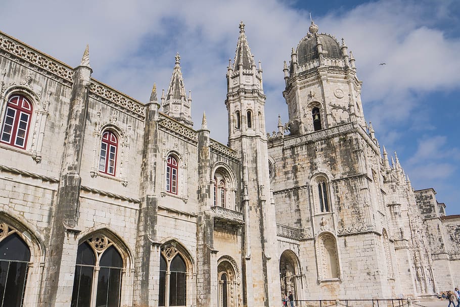 gray concrete church, monastery, jeronimos, lisbon, building exterior HD wallpaper