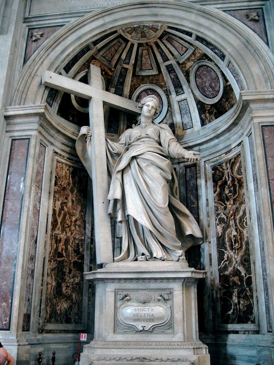 saint helena statue, rome saint-pierre basilica, italy, cross of christ and holy nails