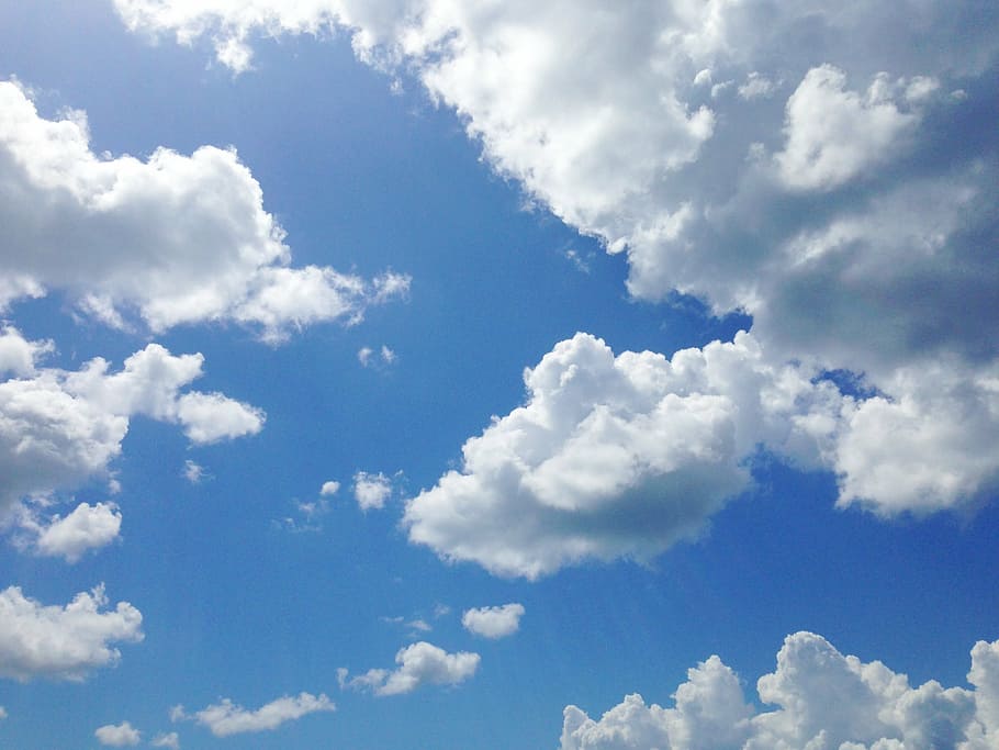clouds, sky, blue, nature, weather, white, air, day, environment HD wallpaper