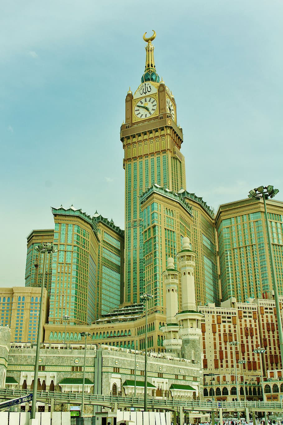 clock tower, mecca, buildings, architecture, historical, saudi