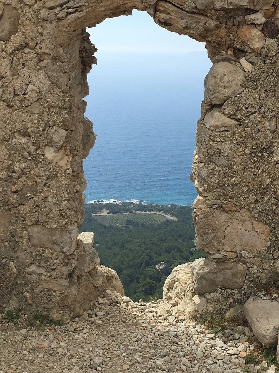 Wall, Nature, Sea, View, sea view, mountain, stone, water, rocks HD wallpaper