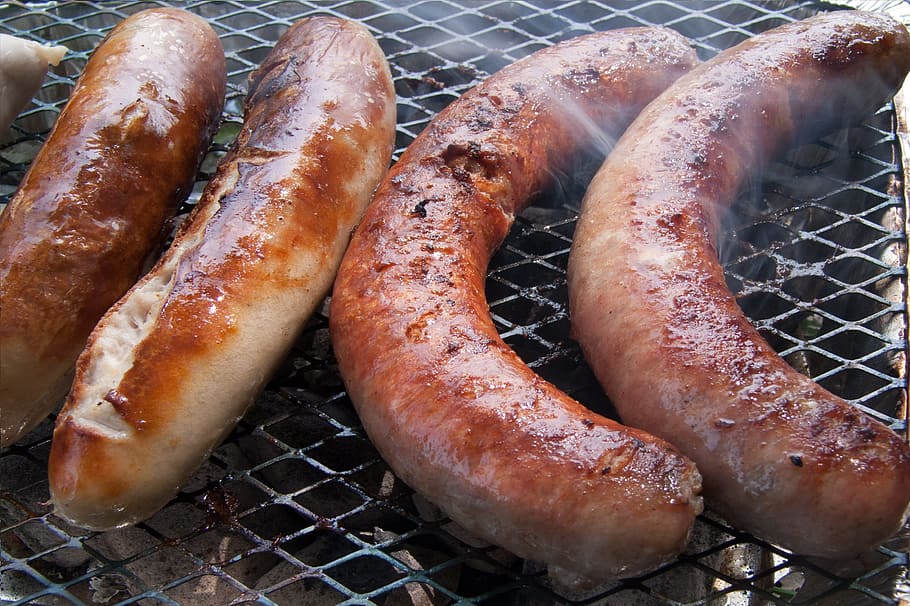 barbecue, sausage, background, texture, fried, food, nature HD wallpaper