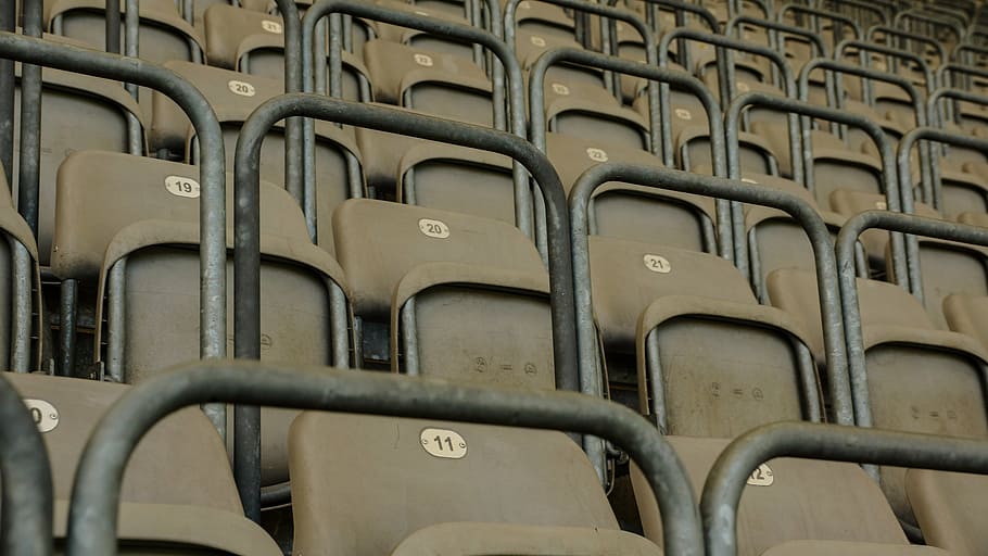 stadium, seating, monotony, empty, plastic, chair, row, vacant HD wallpaper