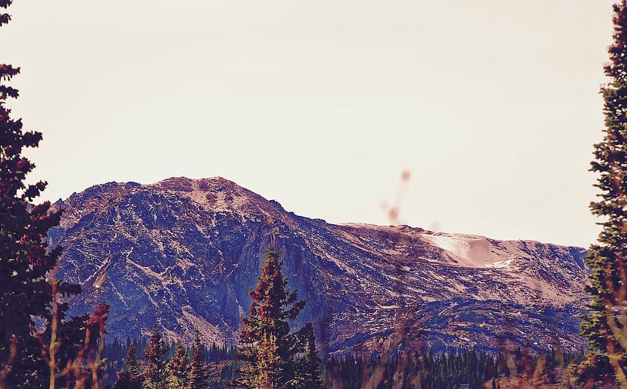 mountain view photography, mountain during daytime, trees, mountain top HD wallpaper