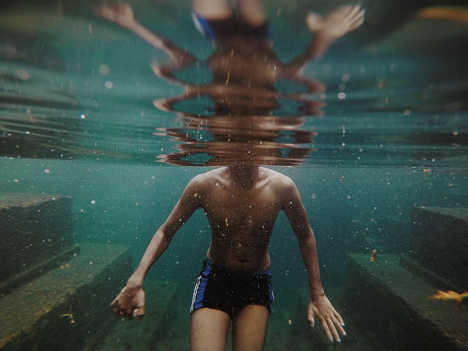 man swimming in body of water, man swimming on pool, one person HD wallpaper