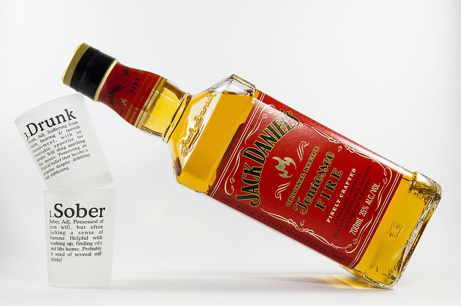 Jack Daniel's Tennessee Fire bottle, whisky, whiskey, alcohol, HD wallpaper