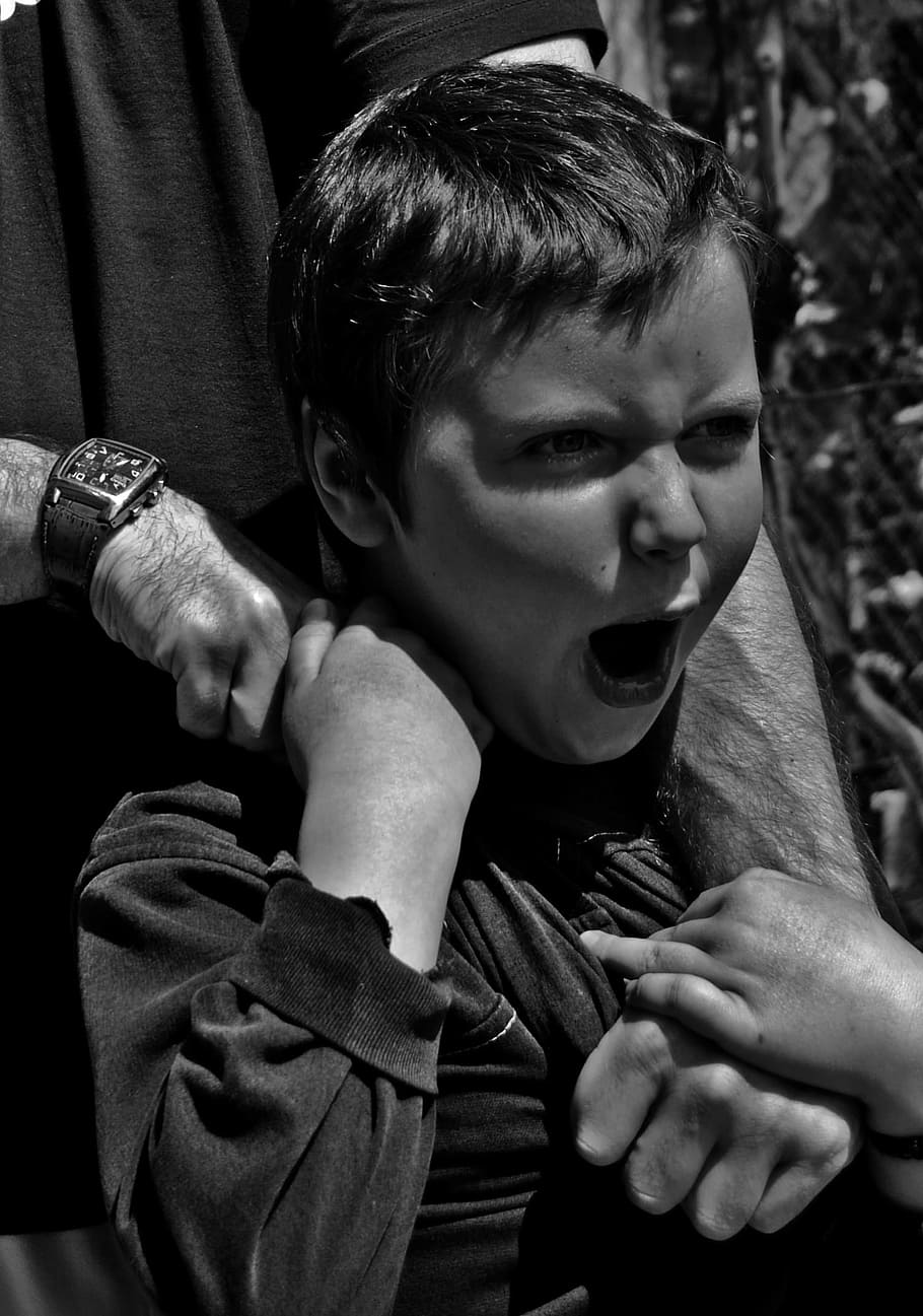 Child, Scream, Emotions, kid, boy, black and white, human body part HD wallpaper