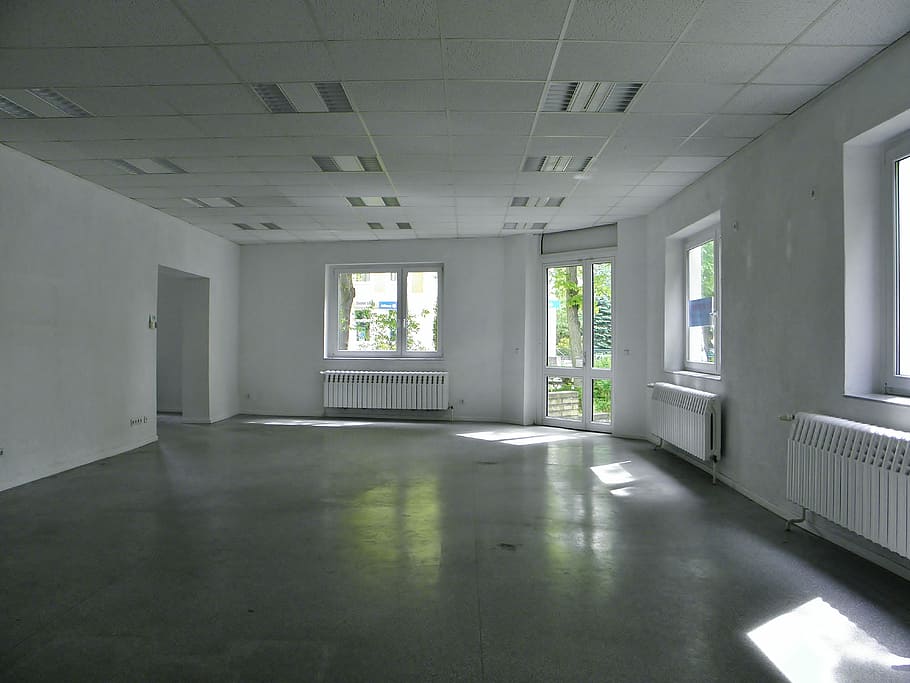 white and gray concrete room, Music, Space, Empty, Modern, Renovated HD wallpaper