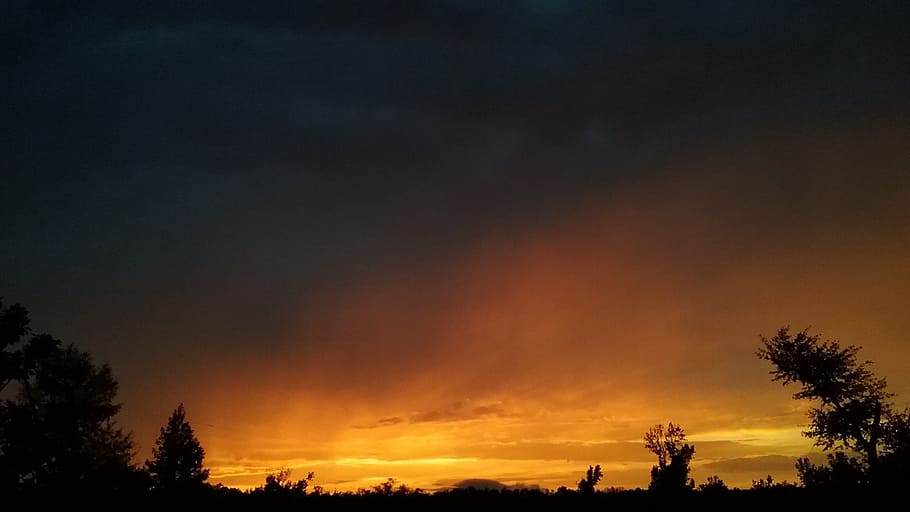 thunderstorm, sunset, georgia, sky, tree, silhouette, beauty in nature HD wallpaper