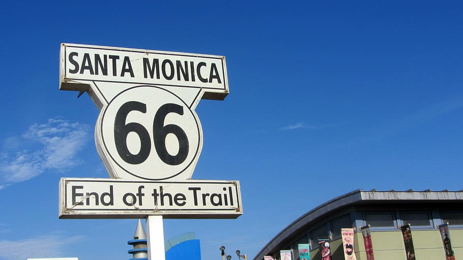 Santa Monica 66 End Trail signboard, route 66, united states, HD wallpaper