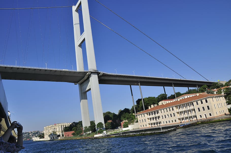fatih sultan, view, bridge, built structure, water, architecture HD wallpaper