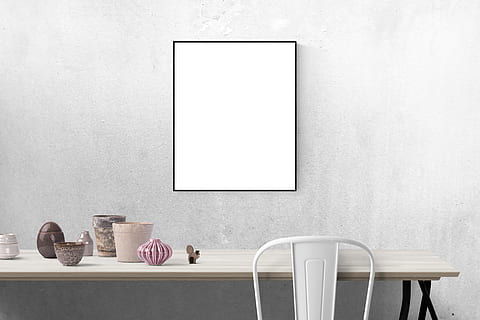 whiteboard placed on gray concrete wall, poster mockup, frame HD wallpaper
