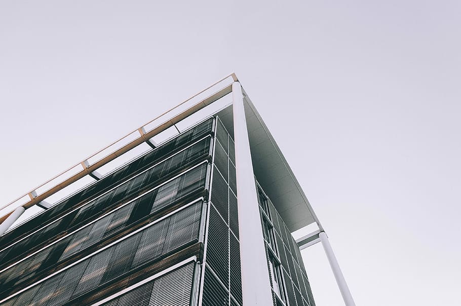 low-angle photography of white building, black building, architecture HD wallpaper