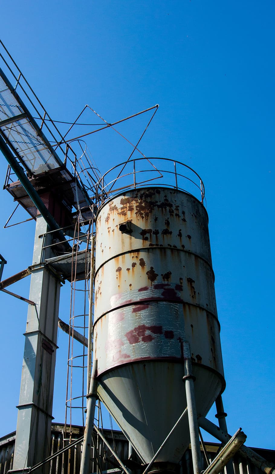 industry, silo, memory, old, lapsed, stainless, tower, blue HD wallpaper