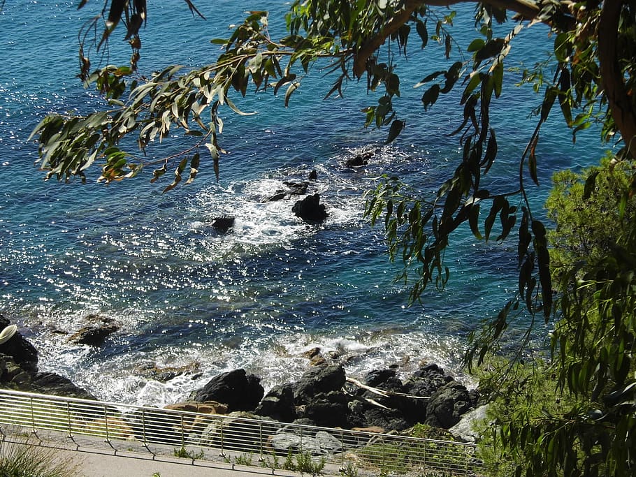 varazze, savona, sea, cliff, water, nature, high angle view, HD wallpaper
