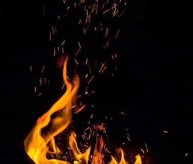 Fire, Spark, Flame, Koster, Burn, campfire, bonfire, burns HD wallpaper