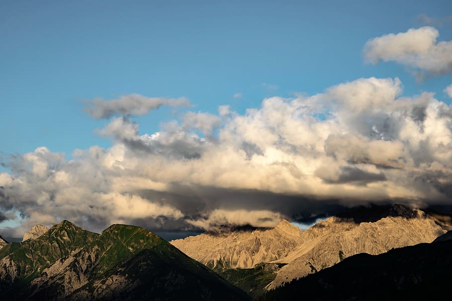 clouds, alps, mountains, heaven, sky, cloud - sky, environment HD wallpaper