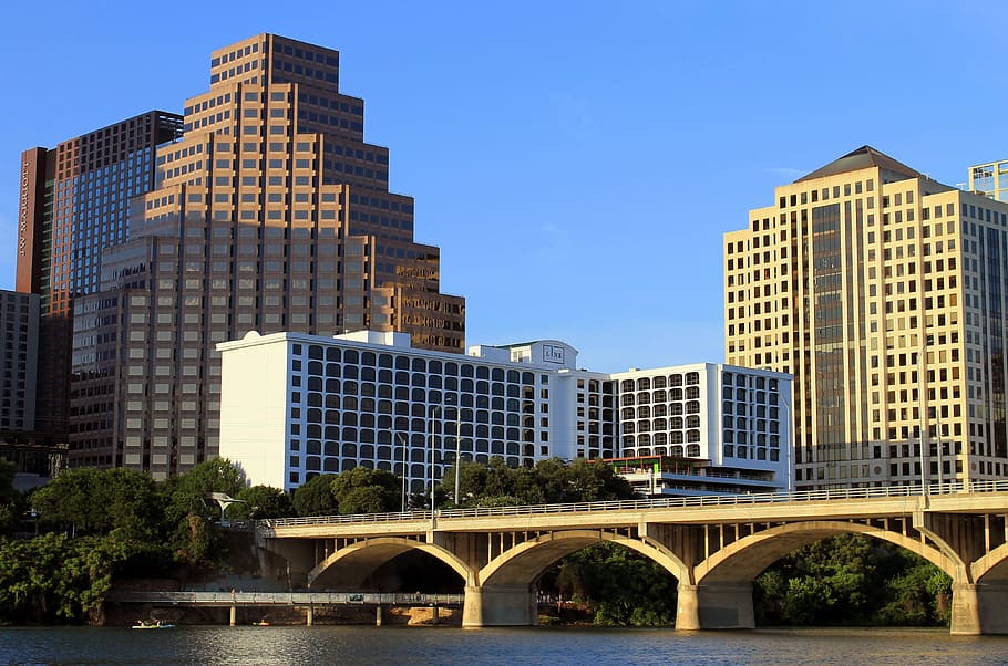 austin, texas, tx, bridge, lake, skyline, city, lady bird lake HD wallpaper