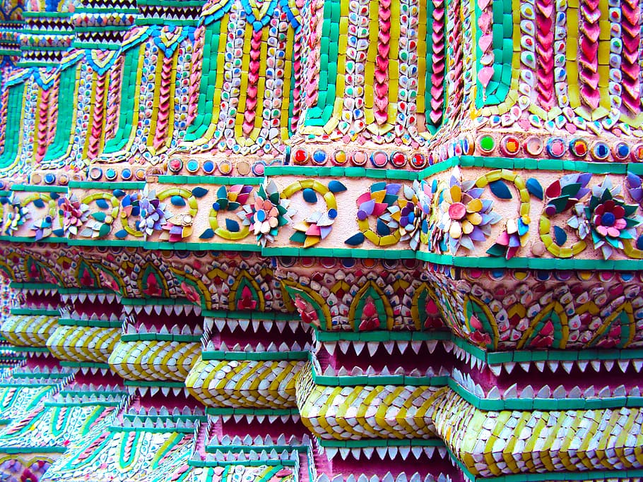 bangkok, temple, texture, buddhist, thailand, building, asia HD wallpaper