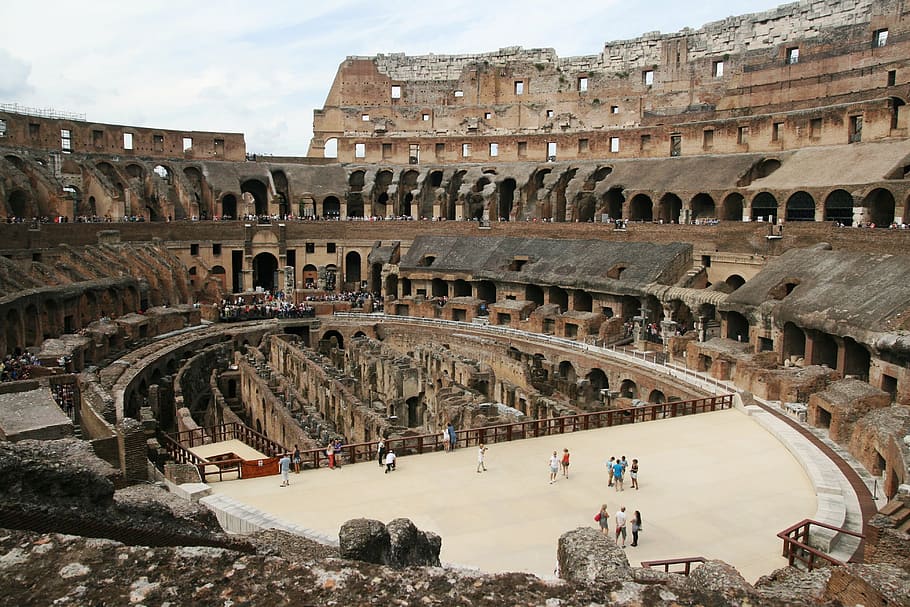 rome, colosseum, views, history, the past, tourism, group of people HD wallpaper