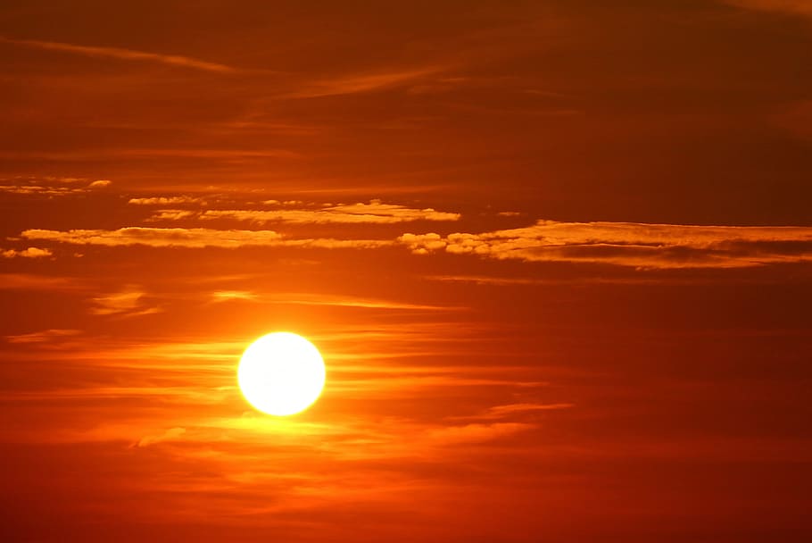Sunset, Setting Sun, abendstimmung, clouds, nature, evening sky HD wallpaper