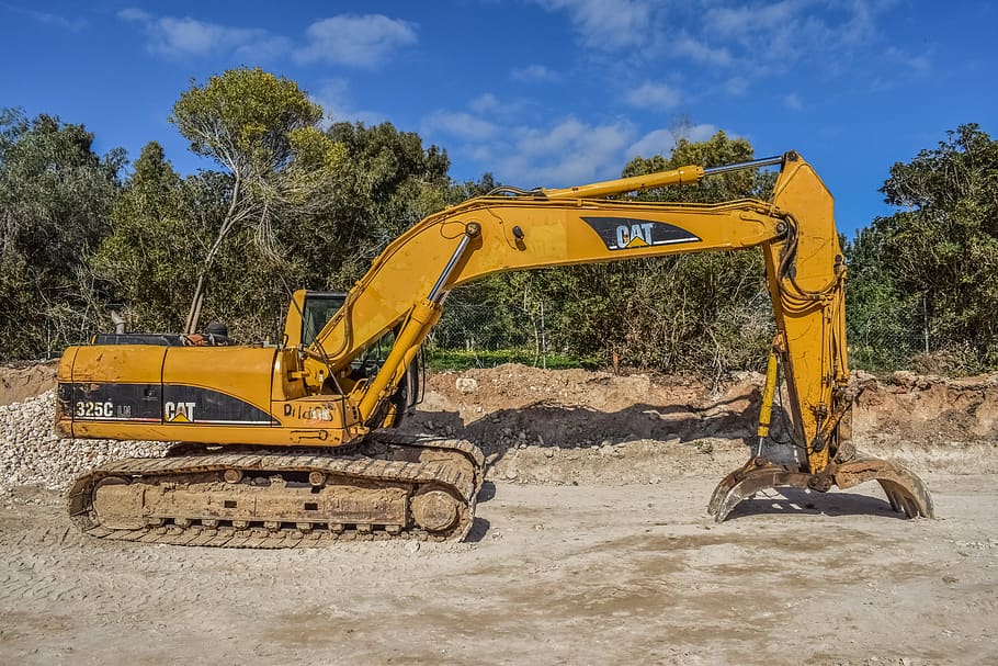 heavy machine, equipment, machinery, construction, yellow, development HD wallpaper