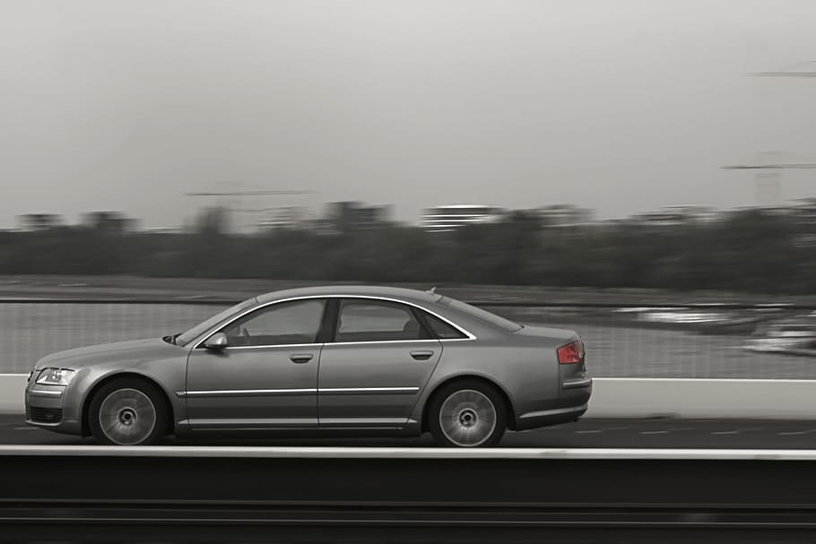 Auto, Bridge, Driving, Highway, Roadway, pkw, audi, a8, automobile HD wallpaper