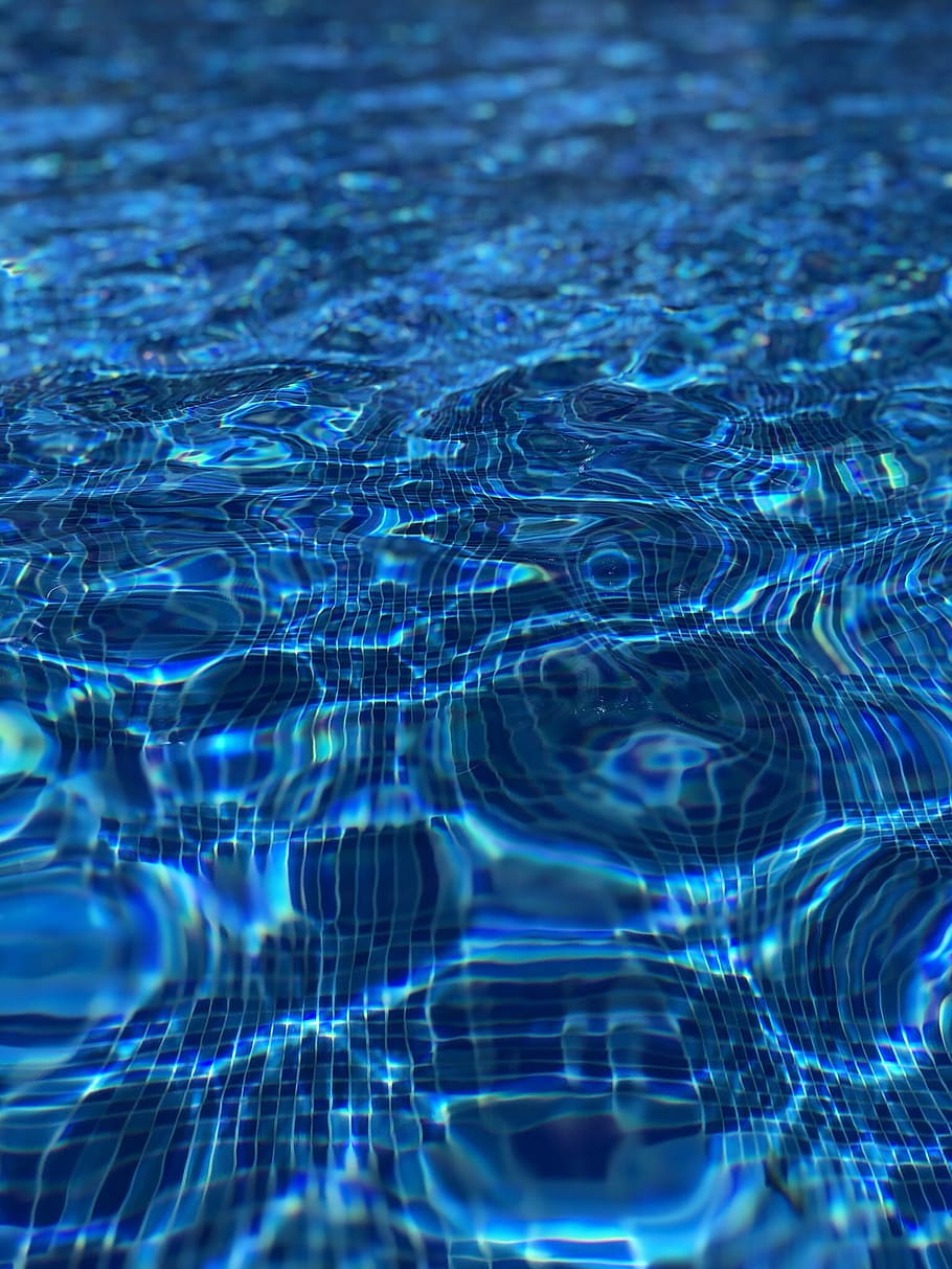 blue body of water, close up photography swimming pool floor HD wallpaper