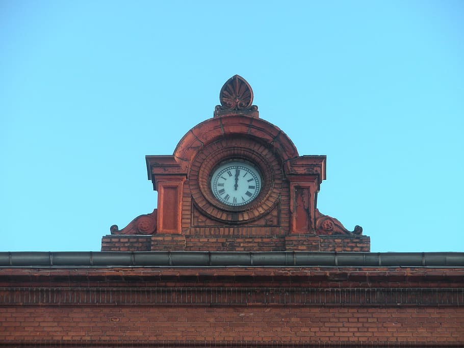 architecture, railwaystation clock, building part, bricks, time HD wallpaper