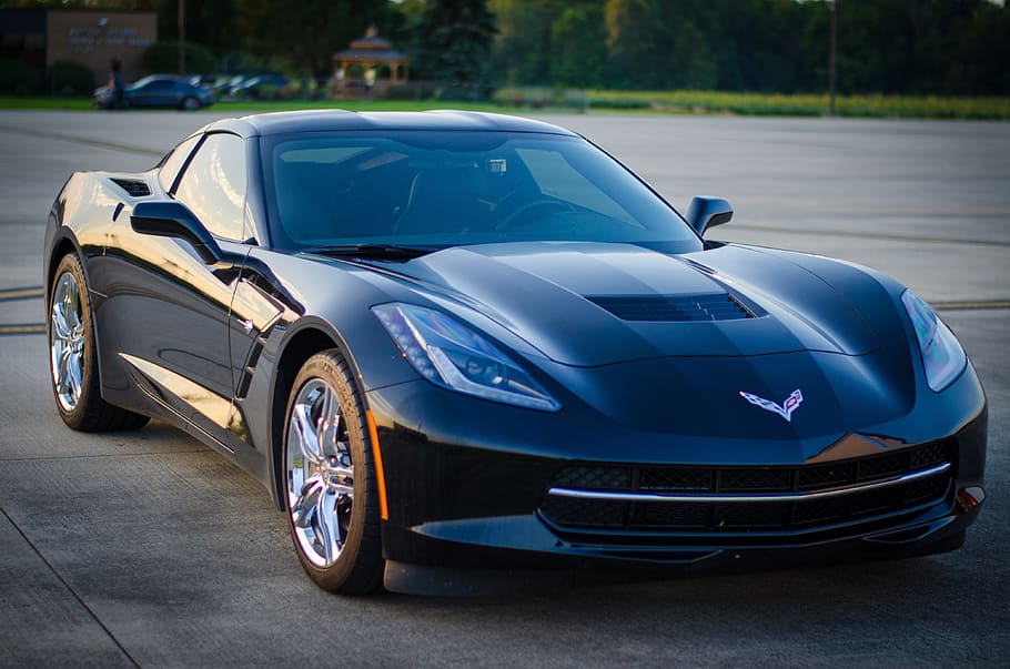 black Chevrolet Corvette, car, auto, automobile, drive, transportation HD wallpaper