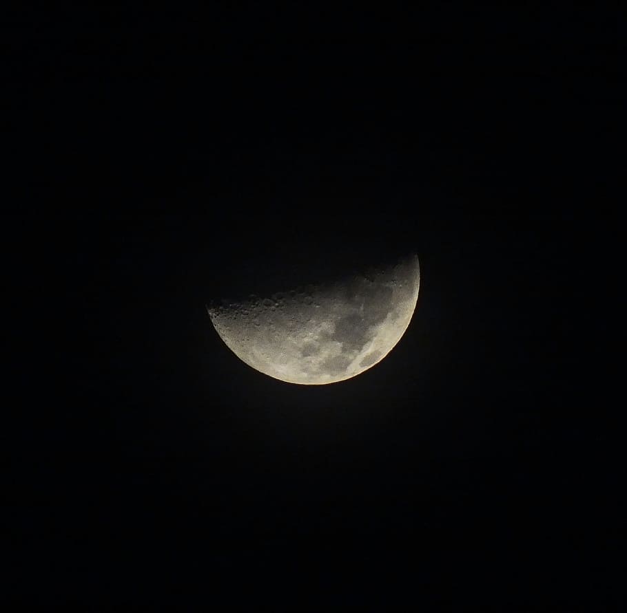 Moon, Crescent, Night, Sky, Space, Light, astronomy, moon surface HD wallpaper