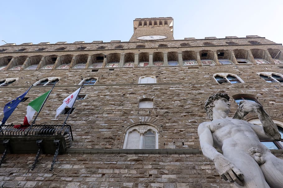 italy, building, government, david, statue, florence, architecture, HD wallpaper